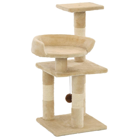 Cat Tree with Sisal Scratching Posts 65 cm Beige - Cat Furniture