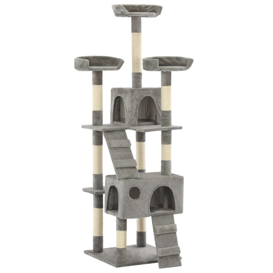 Cat Tree with Sisal Scratching Posts 170 cm Grey - Cat Furniture