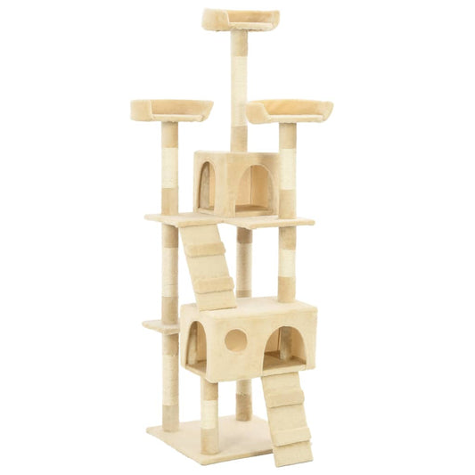 Cat Tree with Sisal Scratching Posts 170 cm Beige - Cat Furniture