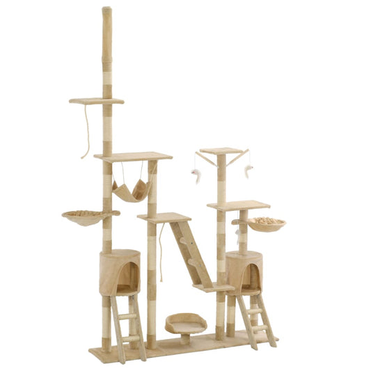 Cat Tree with Sisal Scratching Posts 230-250 cm Beige - Cat Furniture