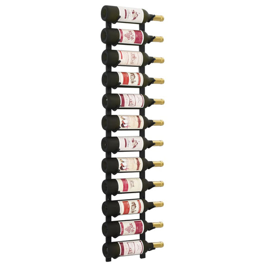 Wall Mounted Wine Rack for 12 Bottles Black Iron - Wine Racks
