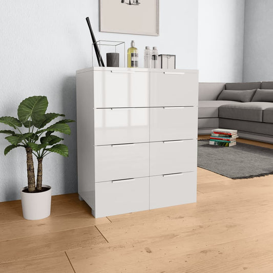 Sideboard High Gloss White 60x35x80 cm Engineered Wood - Chest of drawers