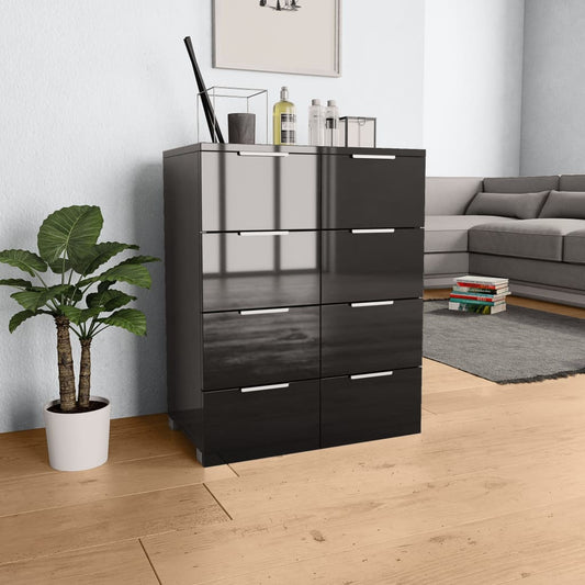 Sideboard High Gloss Black 60x35x80 cm Engineered Wood - Chest of drawers