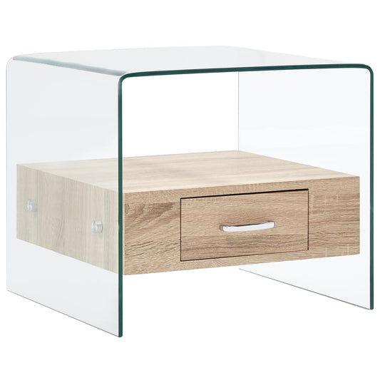 Coffee Table with Drawer 50x50x45 cm Tempered Glass - Coffee Tables