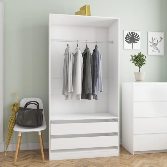 Wardrobe White 100x50x200 cm Engineered Wood - Cupboards & Wardrobes