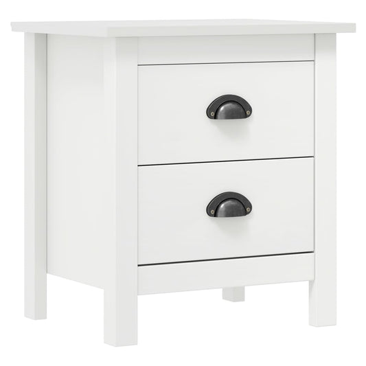 Bedside Cabinet Hill White 46x35x49.5 cm Solid Pine Wood - Bedside Tables
