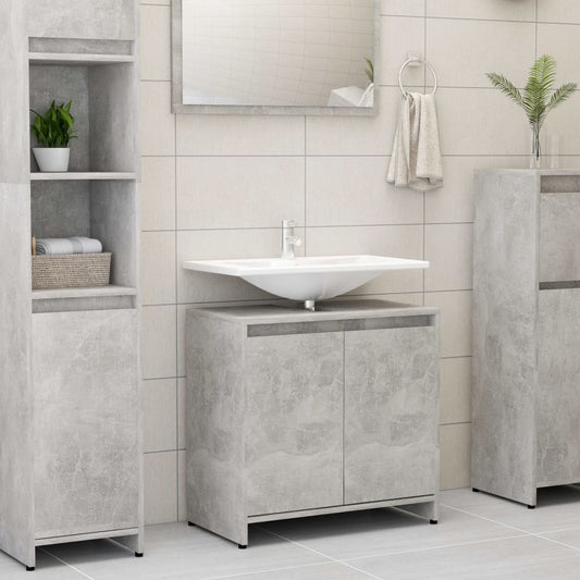 Bathroom Cabinet Concrete Grey 60x33x61 cm Engineered Wood - Bathroom Furniture Sets