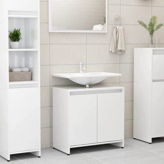 Bathroom Cabinet High Gloss White 60x33x61 cm Engineered Wood - Bathroom Furniture Sets