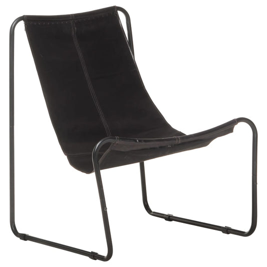 Relaxing Chair Black Real Leather - Arm Chairs, Recliners & Sleeper Chairs