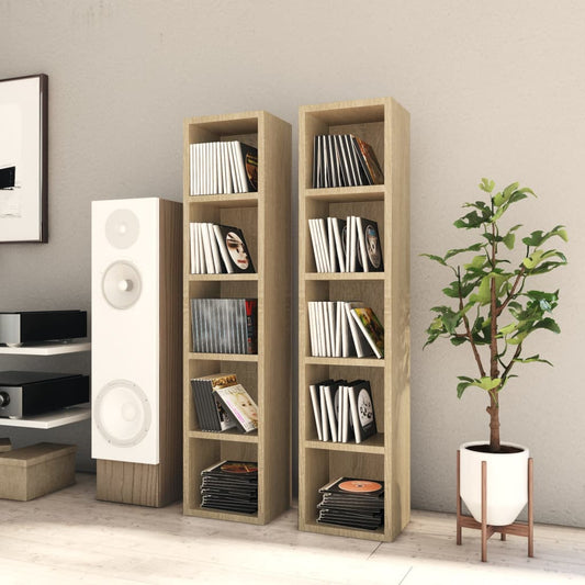 CD Cabinets 2 pcs Sonoma Oak 21x16x93.5 cm Engineered Wood - Media Storage Cabinets & Racks