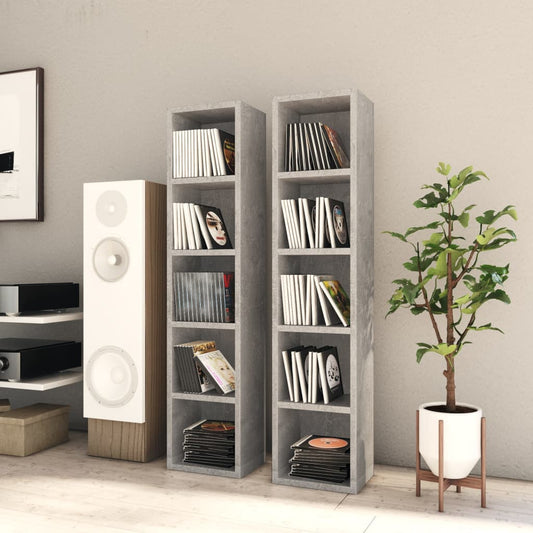 CD Cabinets 2 pcs Concrete Grey 21x16x93.5 cm Engineered Wood - Media Storage Cabinets & Racks