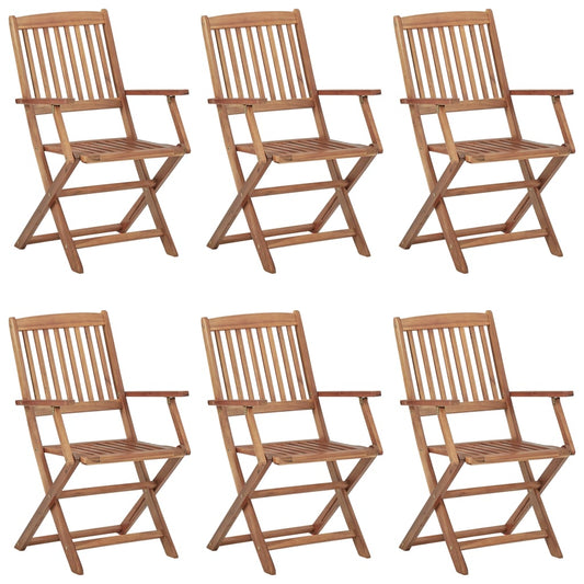 Folding Outdoor Chairs 6 pcs Solid Acacia Wood - Outdoor Chairs