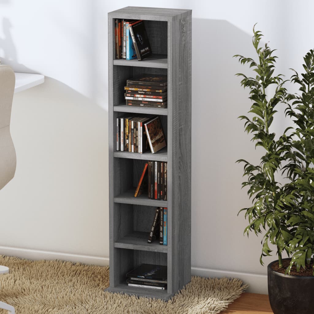 CD Cabinet Grey Sonoma 21x20x88 cm Engineered Wood - Media Storage Cabinets & Racks