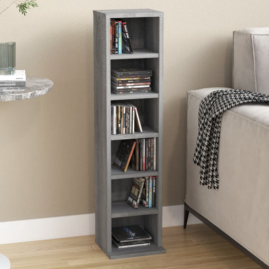 CD Cabinet Grey Sonoma 21x20x88 cm Engineered Wood - Media Storage Cabinets & Racks