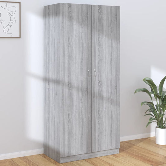 Wardrobe Grey Sonoma 90x50x200 cm Engineered Wood - Cupboards & Wardrobes