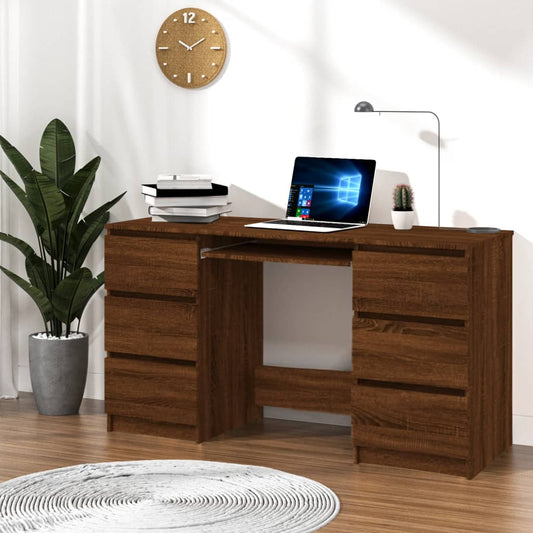 Writing Desk Brown Oak 140x50x77 cm Engineered Wood - Desks