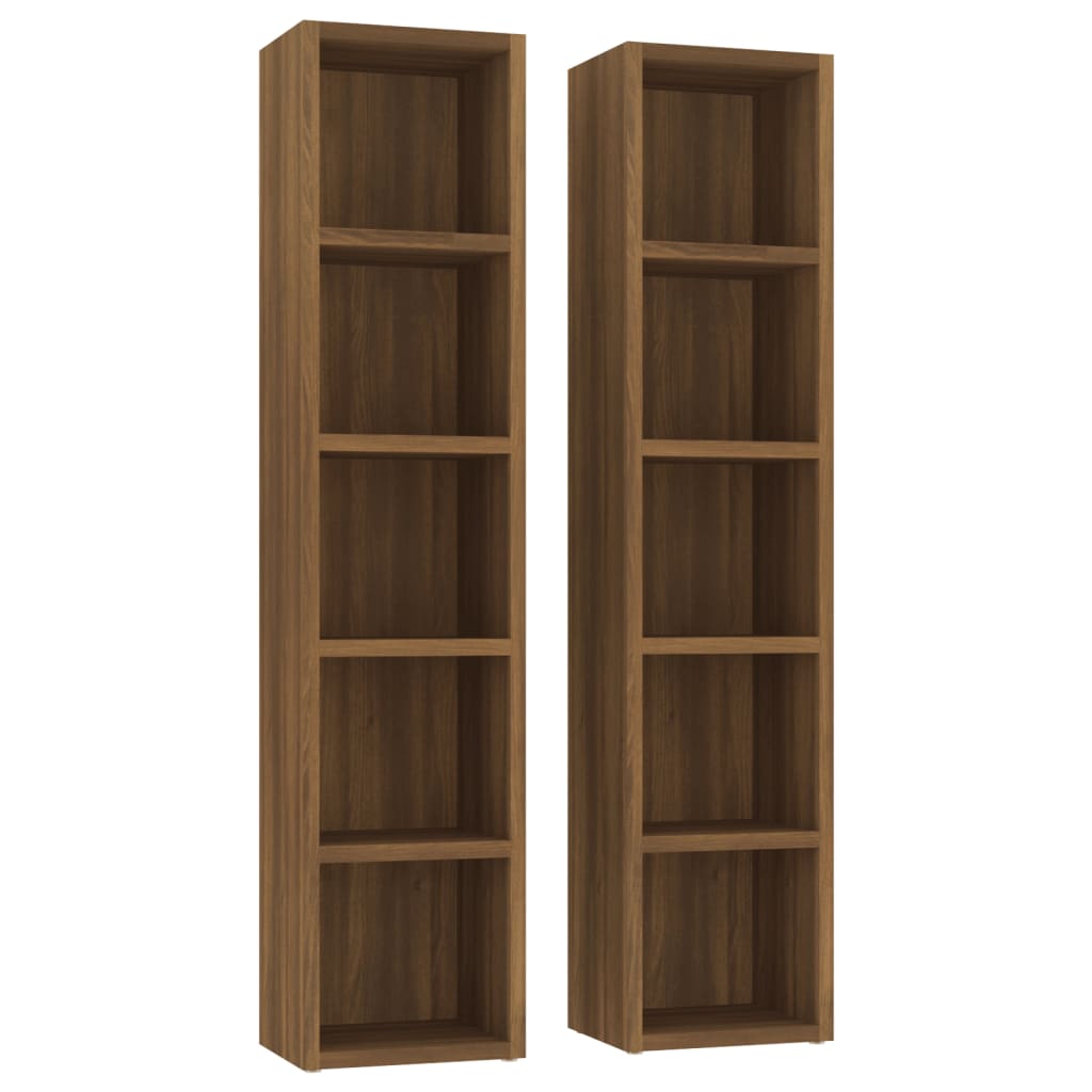 CD Cabinets 2 pcs Brown Oak 21x16x93.5 cm Engineered Wood - Media Storage Cabinets & Racks