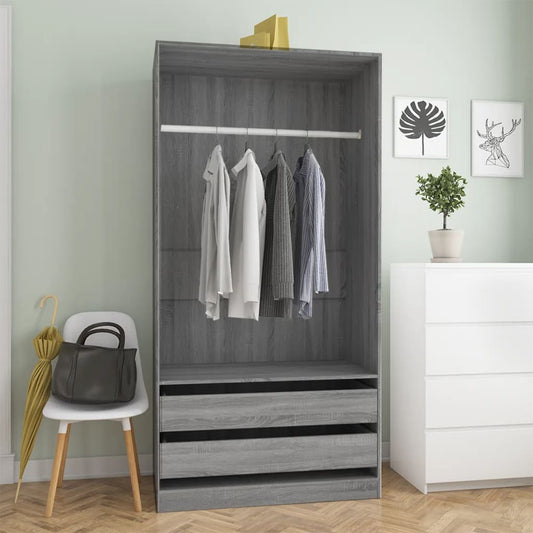 Wardrobe Grey Sonoma 100x50x200 cm Engineered Wood - Cupboards & Wardrobes