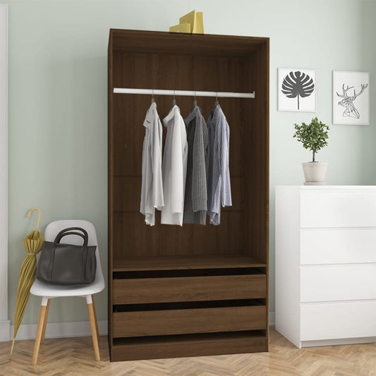 Wardrobe Brown Oak 100x50x200 cm Engineered Wood - Cupboards & Wardrobes