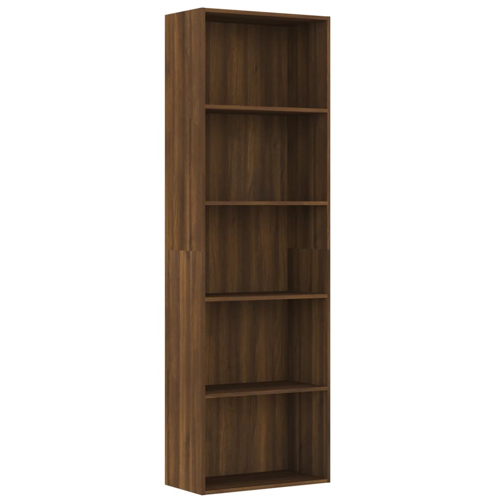 5-Tier Book Cabinet Brown Oak 60x30x189 cm Engineered Wood - Bookcases & Standing Shelves