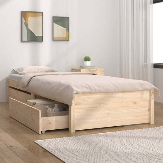 Bed Frame with Drawers 75x190 cm Small Single - Beds & Bed Frames