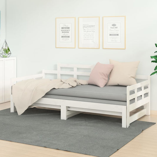 Pull-out Day Bed White Solid Wood Pine 2x(90x190) cm - Beds & Bed Frames
