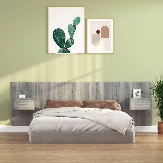 Bed Headboard with Cabinets Grey Sonoma Engineered Wood - Headboards & Footboards