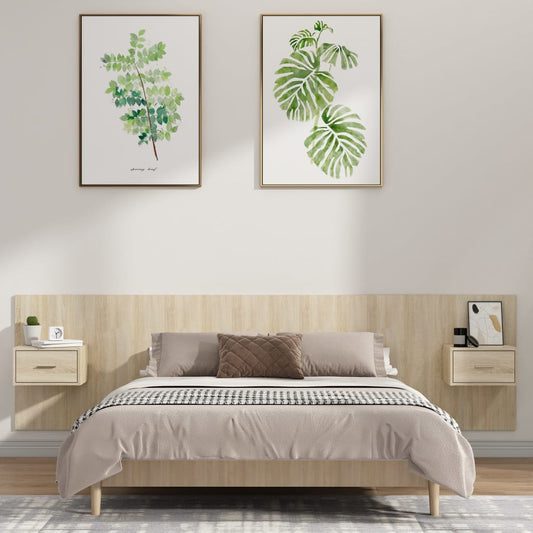 Bed Headboard with Cabinets Sonoma Oak Engineered Wood - Headboards & Footboards