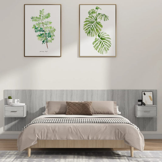 Bed Headboard with Cabinets Grey Sonoma Engineered Wood - Headboards & Footboards