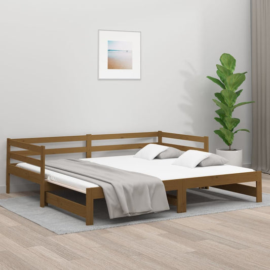 Pull-out Day Bed Honey Brown 2x(80x200) cm Solid Wood Pine - Beds & Bed Frames