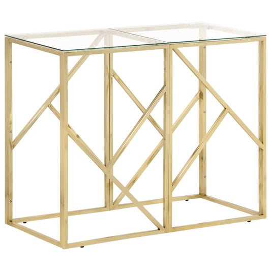 Console Table Gold Stainless Steel and Tempered Glass - End Tables