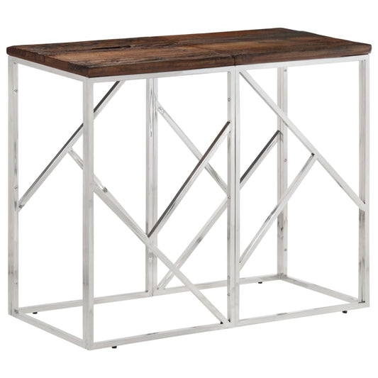 Console Table Silver Stainless Steel and Solid Wood Sleeper - End Tables