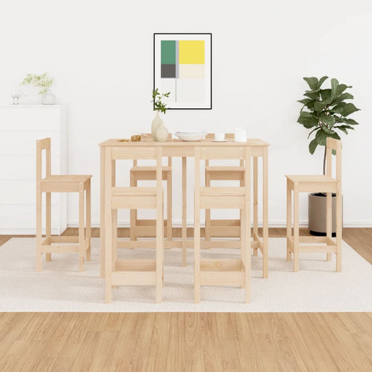 7 Piece Bar Set Solid Wood Pine - Kitchen & Dining Furniture Sets
