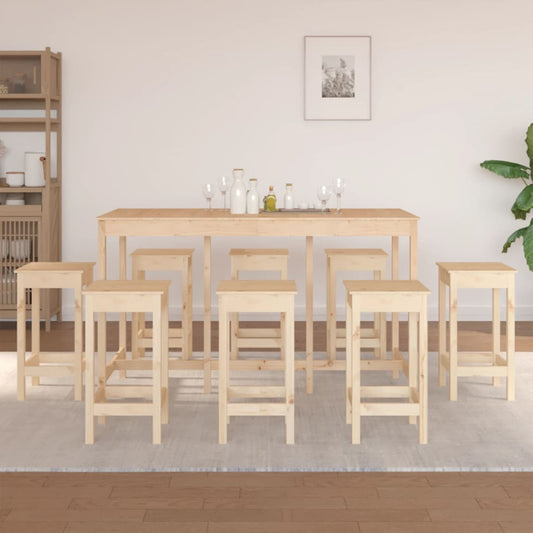 9 Piece Bar Set Solid Wood Pine - Kitchen & Dining Furniture Sets