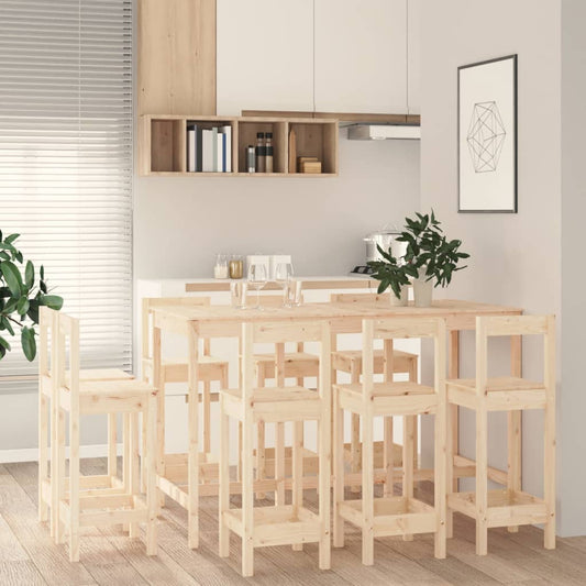 9 Piece Bar Set Solid Wood Pine - Kitchen & Dining Furniture Sets