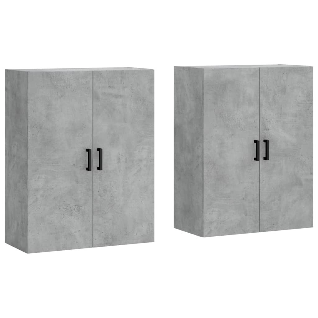 Wall Mounted Cabinets 2 pcs Concrete Grey 69.5x34x90 cm - Buffets & Sideboards