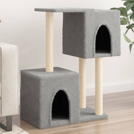 Cat Tree with Sisal Scratching Posts Light Grey 86 cm - Cat Furniture