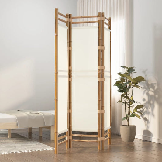 Folding 3-Panel Room Divider 120 cm Bamboo and Canvas - Room Dividers