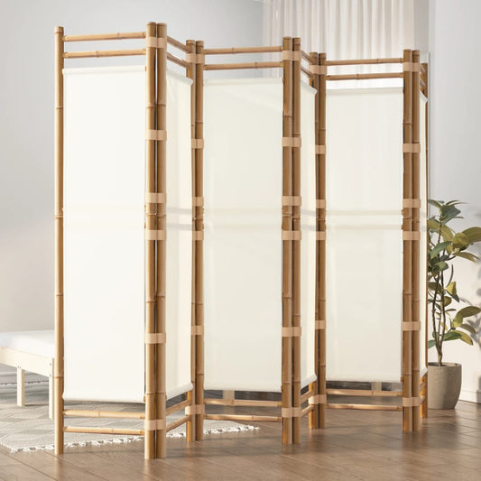 Folding 6-Panel Room Divider 240 cm Bamboo and Canvas - Room Dividers