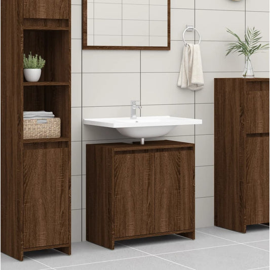Bathroom Cabinet Brown Oak 60x33x61 cm Engineered Wood - Bathroom Furniture Sets