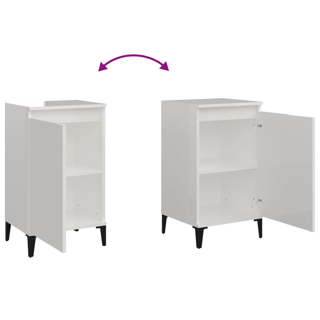 Bedside Cabinet High Gloss White 40x35x70 cm Engineered Wood - Bedside Tables