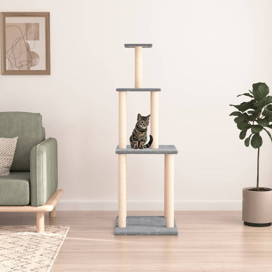 Cat Tree with Sisal Scratching Posts Light Grey 149 cm - Cat Furniture
