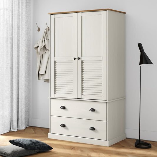 Wardrobe VIGO White 90x55x176 cm Solid Wood Pine - Cupboards & Wardrobes
