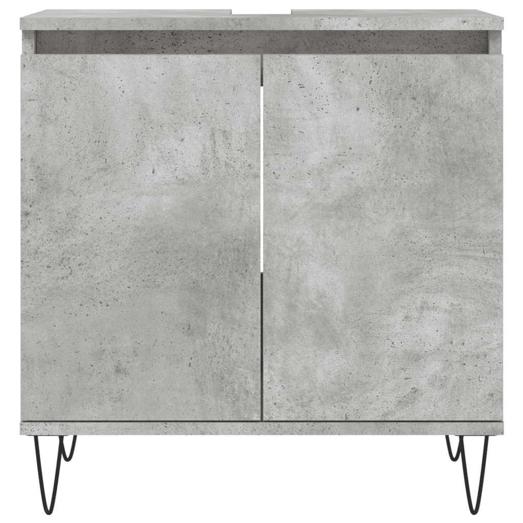 3 Piece Bathroom Cabinet Set Concrete Grey Engineered Wood - Bathroom Furniture Sets