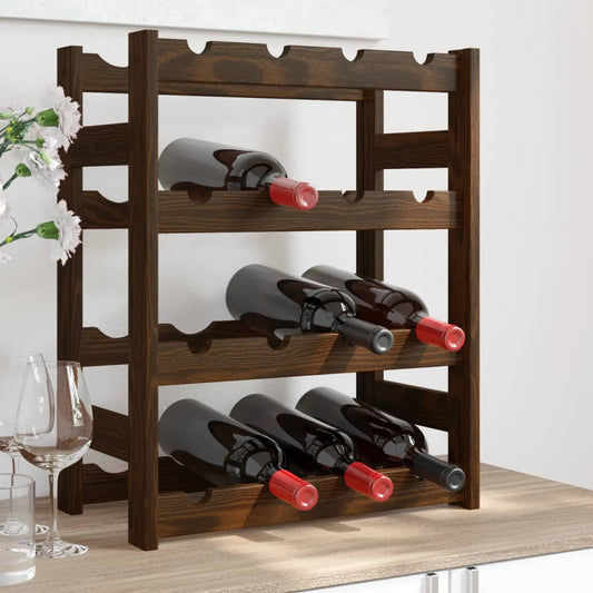 Wine Rack for 16 Bottles Brown Solid Wood Pine - Wine Racks