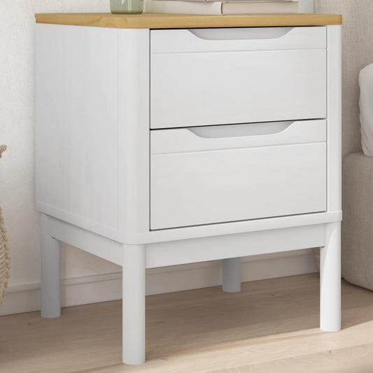 Bedside Cabinet FLORO White 45x39x57 cm Solid Wood Pine - Bedside Tables