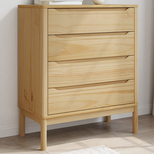 Chest of Drawers FLORO Wax Brown Solid Wood Pine - Chest of drawers