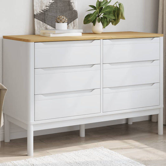 Chest of Drawers FLORO White Solid Wood Pine