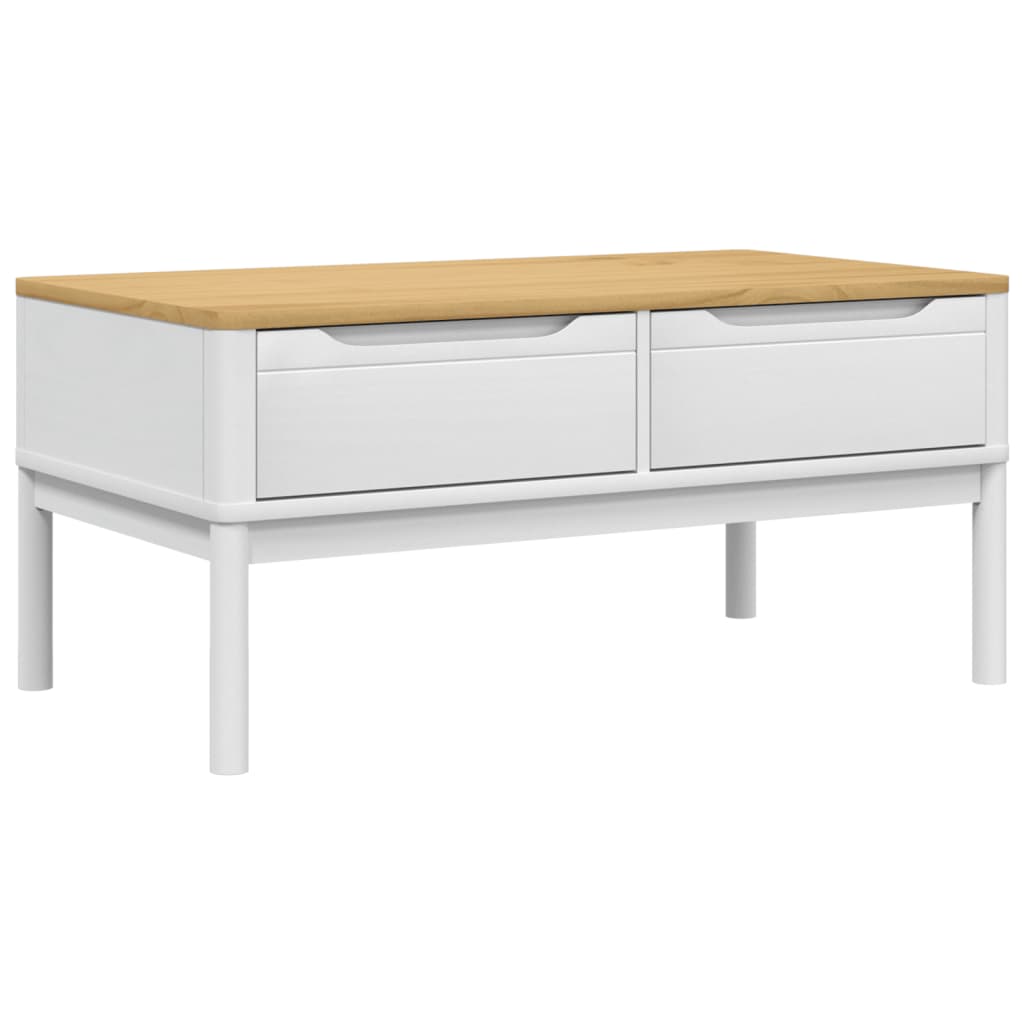 Coffee Table FLORO White 99x55.5x45 cm Solid Pine Wood - Coffee Tables