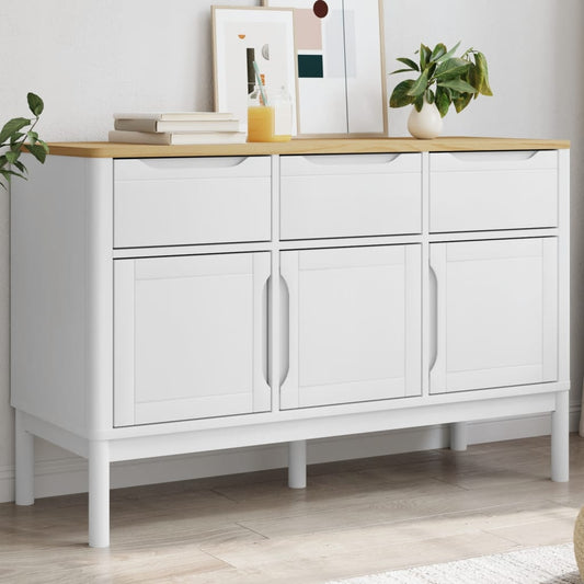 Sideboard FLORO White 114x43x74 cm Solid Wood Pine - Buffets & Sideboards